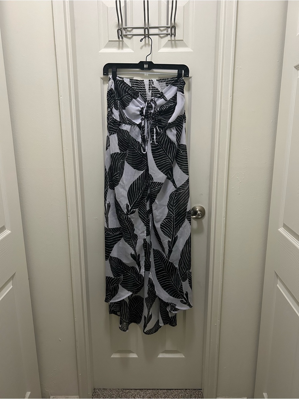 Tommy Bahama Black and White Smocked Strapless Top